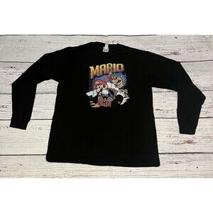 Mario Kart Super Mario Shirt XL Black Long Sleeve Nintendo T Shirt Graphic